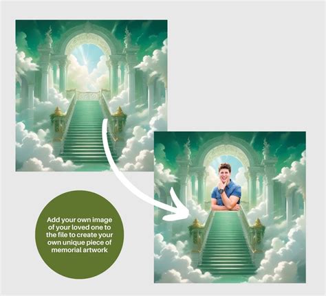 Green Stairs to Heaven Png, Memorial PNG, RIP Png Add Photo, Funeral ...