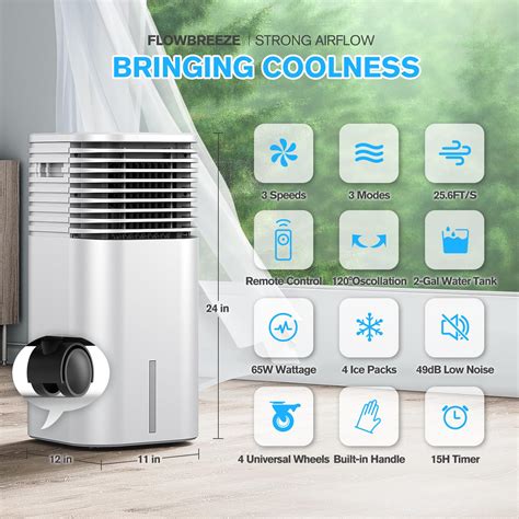 Windowless Portable Air Conditioner, 15H Timer & 120°Oscillation, 3-IN ...