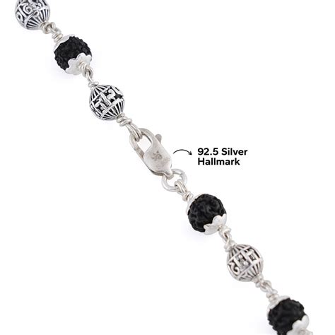 Black Rudraksha with Om Namah Shivaya Silver Beads Mala – Prinjal Jewels