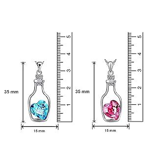 Oviya Combo of Solitaire Pink and Blue Crystal Bottle Heart Pendant for ...