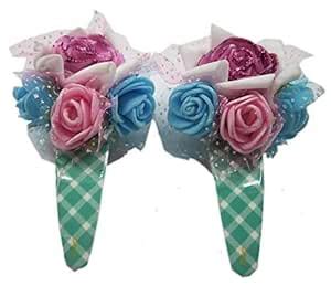 Unique Indian Crafts Crochette Work tic tac pins Pair : Amazon.in ...