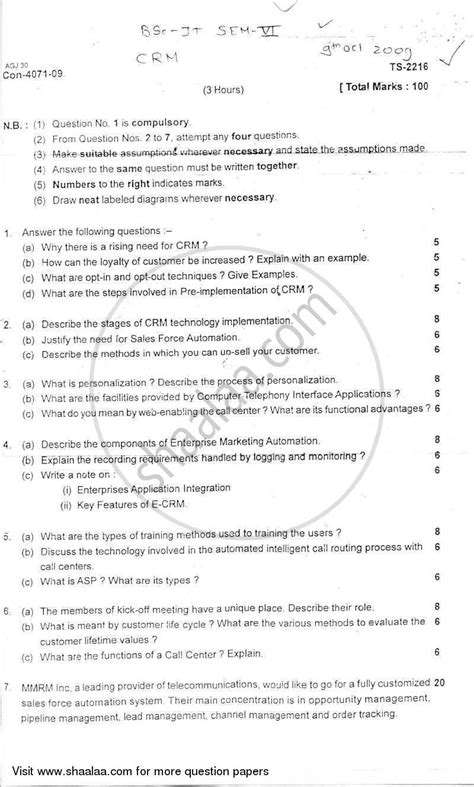 Customer Relations Management (CRM) 2009-2010 B.Sc IT (Information ...