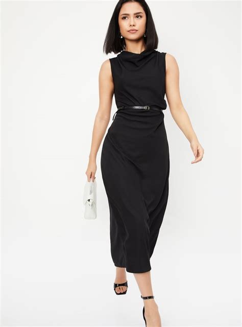 Buy Women Solid Belted Midi Dress Online at just Rs. 1299.0 ...