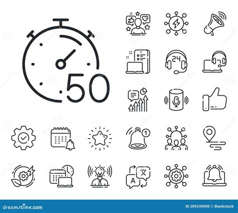 Timer 50 Minutes Line Icon. Stopwatch Time Sign. Place Location ...