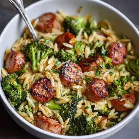 Chicken Sausage broccoli orzo recipe
