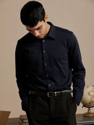 Buy Andamen Navy Blue Mens Full Sleeve Regular Fit Shirt Online