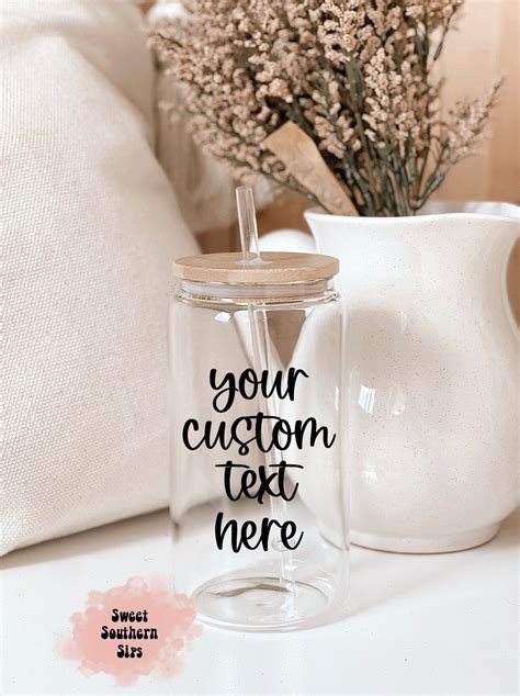 Custom Glass Tumbler With Lid and Straw Glass Tumbler - Etsy