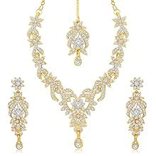 Sukkhi Sparkling Gold Plated Wedding Jewellery Austrian Diamond Set of ...
