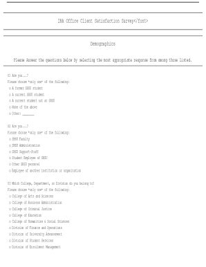 Fillable Online IRA Office Client Satisfaction Survey Demographics Fax ...