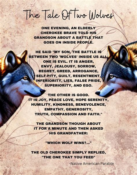 Tale of Two Wolves Native American Animal Art Wolf Art - Etsy