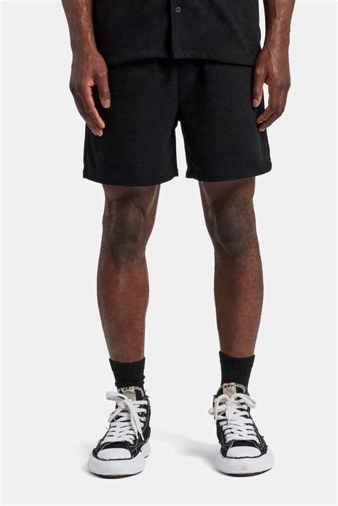 Heavyweight Textured Short - Black | Mens Shorts | Shop Plain Shorts at ...
