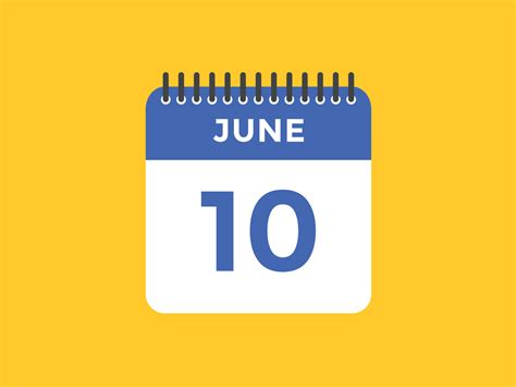 june 10 calendar reminder. 10th june daily calendar icon template ...