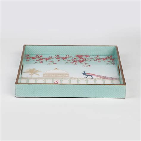 Buy Showstopper Suez Printed Wooden Square Tray - Set of 2 from Home ...