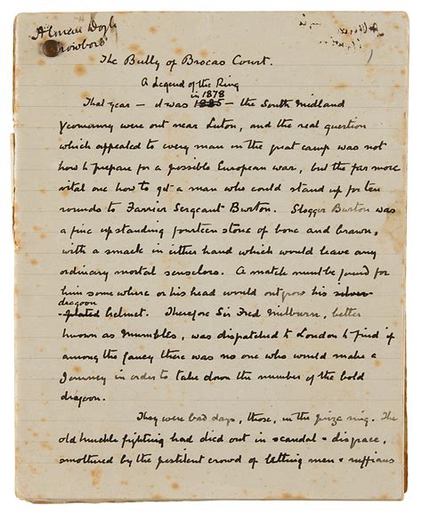 Arthur Conan Doyle Twice-Signed Autograph Manuscript for "The