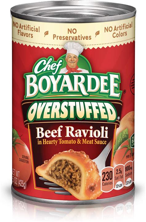 Amazon.com: Chef Boyardee Beef Ravioli, Canned Food, 15 OZ Can Ravioli ...