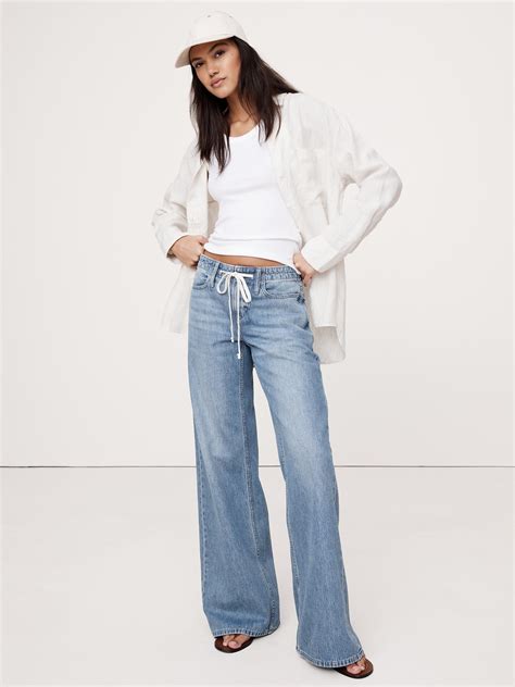 Mid-Rise Wide-Leg Drawstring Jean | Banana Republic