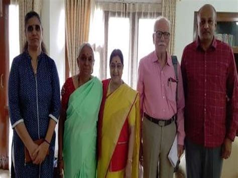 Sushma Swaraj meets Kulbhushan Jadhav's family, extends good wishes to them
