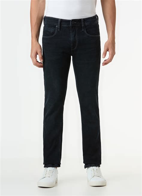Men Black Low Rise Slim Fit Tapered Jeans | Pepe Jeans India
