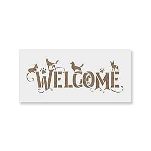 Welcome Dog Sign Stencil - Easy-to-Use for Crafting Directional and ...