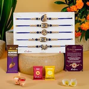 eCraftIndia Set of 5 Rakhi For Brother With Chocolate | Religious ...