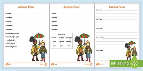 Autumn Poem Differentiated Writing Frames (teacher made)