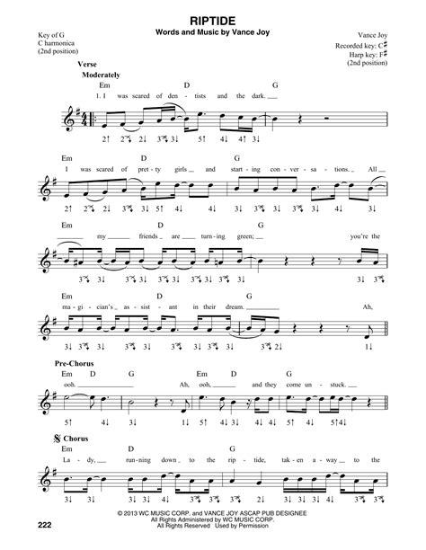 Vance Joy "Riptide" Sheet Music for Easy Guitar Tab | Download PDF - 158030