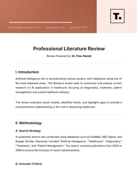 Free Literature Review Templates to Edit Online & Print
