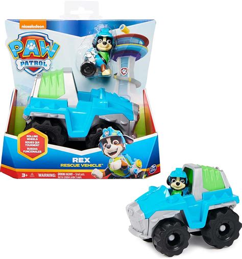 Paw Patrol, Rex’s Dinosaur Rescue Vehicle with Collectible Action Figure, Kids’ Toys for Ages 3 ...