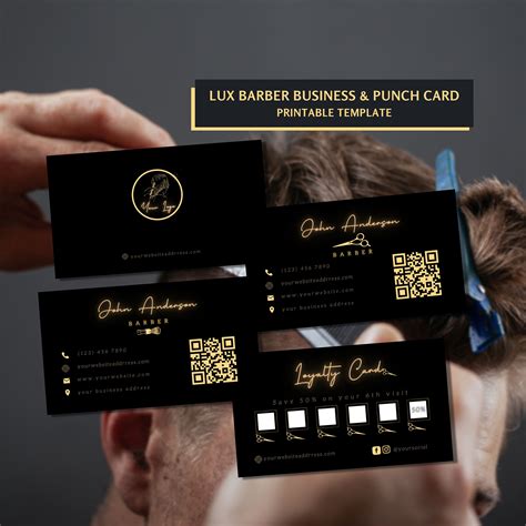 Custom Lux Barber Business Card Template, Barbershop Loyalty Card ...