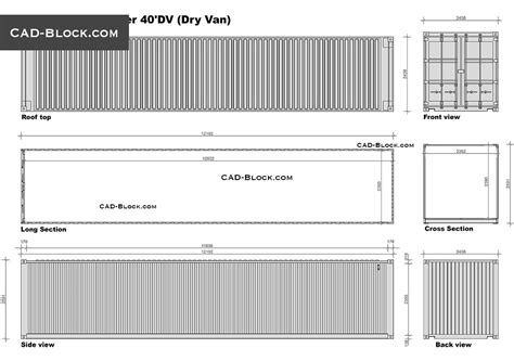 40' Dry Van Container Dimensions DWG, Free AutoCAD Blocks, 46% OFF