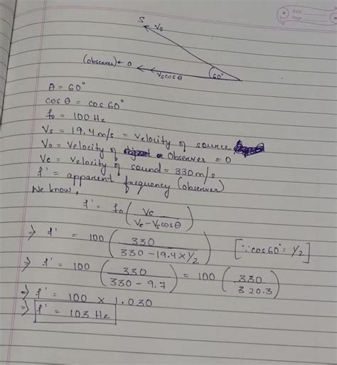 A source of sound S emitting waves of frequency 100 Hz and an observer ...