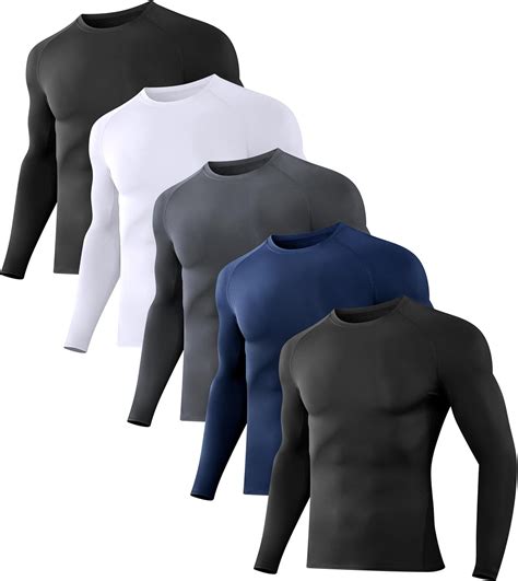 Amazon.com: Dalavch 5 Pack Men's Compression Shirts Long Sleeve ...