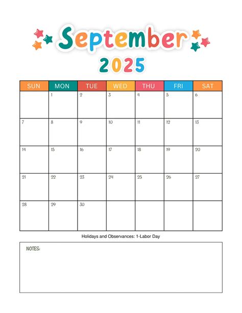 Printable September 2025 Calendar Free For Kids – Free download and ...