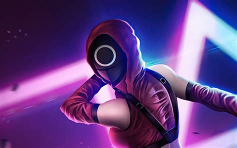 Squid Game Wallpaper 4K, Fan Art, Neon, 2021 Series