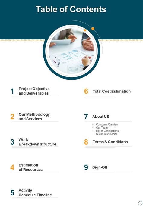 Image result for Proposal Table of Contents Template