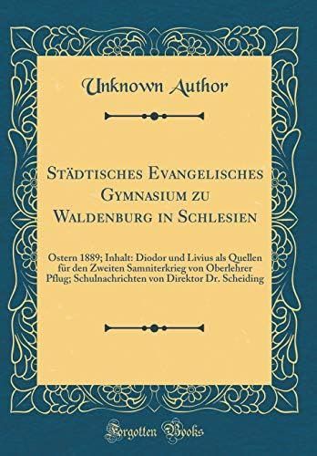 Städtisches Evangelisches Gymnasium zu Waldenburg in Schlesien: Ostern ...