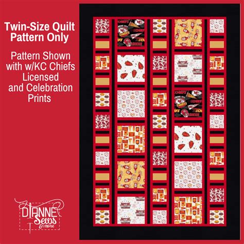 KC CHIEFS TWIN SIZE QUILT PATTERN ONLY (PAPER) - Dianne Sews and More