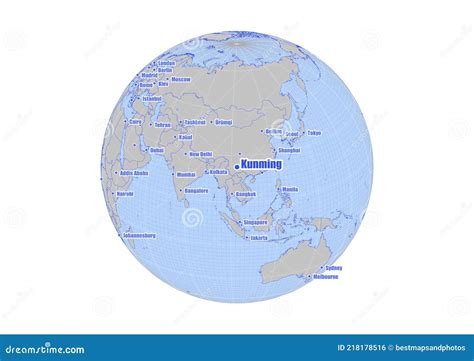 Map Showing Kunming,China on the World Map. Stock Illustration - Illustration of country, globe ...