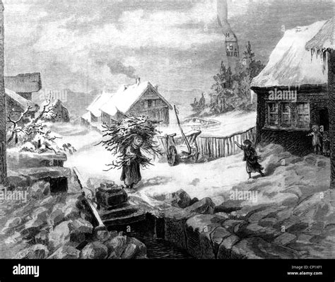 misery / adversity, pauperism, scene in the village of Wasserberg, Thuringian Forest, wood ...