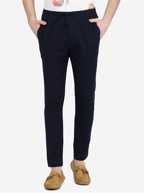 Navy Blue Track Pant for Men - - Solid & 100% Cotton Regular Fit ...