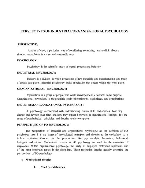 Perspectives of industrial and organizational | DOCX