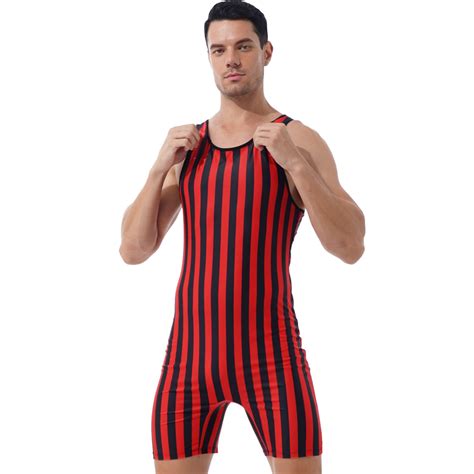 YIZYIF Mens One Piece Swimsuit Striped Water Sports Surfing Bodysuit ...