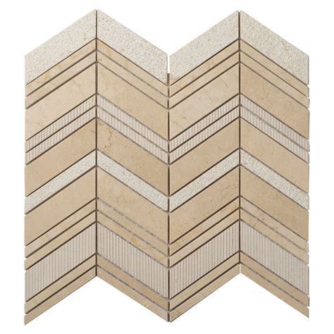 Apollo Tile (Sample) Sparta Beige 4-in x 4-in Polished Marble Chevron ...