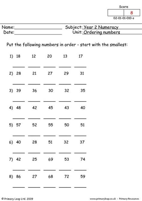 Image result for Ordering Numbers Math Worksheets