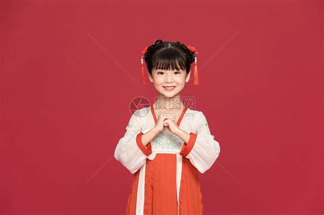 古风汉服中国风小女孩拜年高清图片下载-正版图片501681462-摄图网