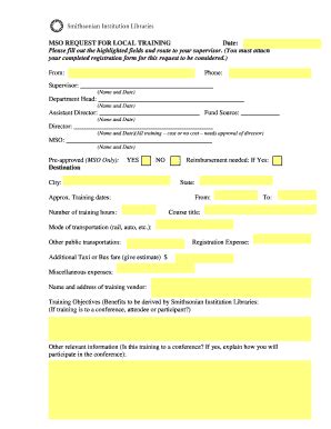 Fillable Online sil si MSO REQUEST FOR TRAVEL - Smithsonian Institution ...