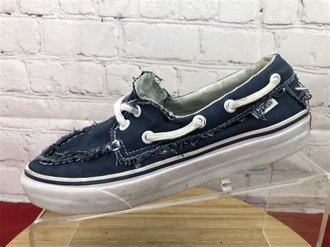 Vans Chukka Del Barco Frayed Denim Boat Shoes Mens Si… - Gem