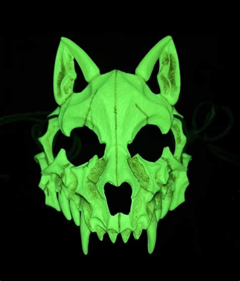 Therian Wolf Skull Mask Black / White / Luminous Resin Mask - Etsy India