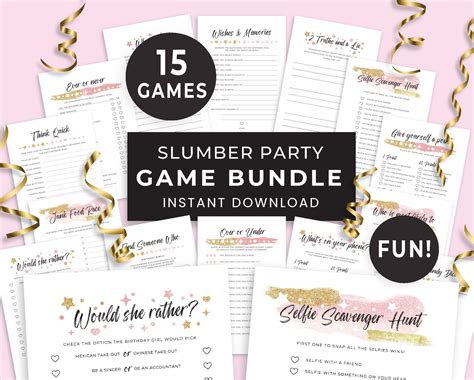 15 Printable Slumber Party Games, Girls Sleepover Party Ideas, Games ...