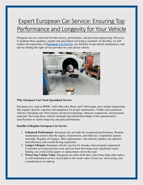 PPT - Expert European Car Service Ensuring Top Performance and Longevity for Your Vehicle ...